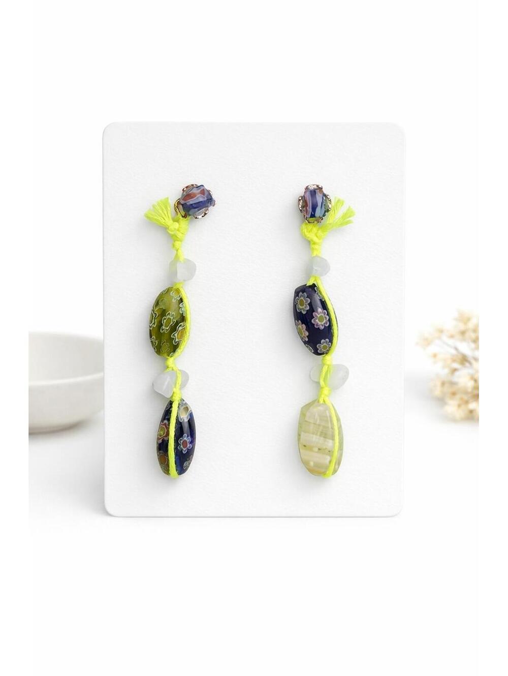 Free People Glass Stone Beaded Drop Earrings